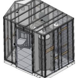 Perspective d&#039;un module de salle de bains conçu pour l&#039;opération